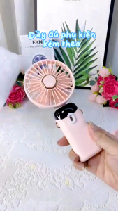 Quạt cầm tay tích điện Quạt mini 5 tốc độ gió linh hoạt Có thể gấp gọn có dây đeo cổ