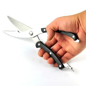 Heavy Duty Spring Loaded Poultry Shears Thick Steel Blade Safe Lock Kitchen Scissors for Chicken Duck Fish Bone Cutting Gadget