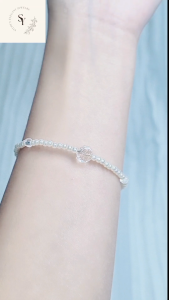 2mm多搭款仿珍珠+水晶风格手环|韩系轻奢感|爆款饰品(18cm) Elegant Faux Pearl & Crystal Glass Bracelet|Chic Look · Perfect Gift