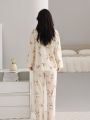 MiiOW | Pure Cotton Long Sleeve Sleepwear Set For Women Autumn New Style Cartoon Pattern Large Size Home Clothes Casual Style. 