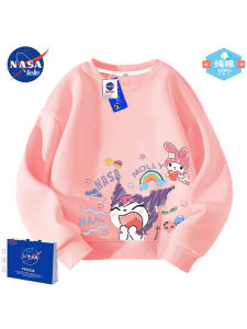 NASA เด็กผู้หญิง ผ้าฝ้าย เสื้อสเว็ตเชิ้ต คอกลมแขนยาว น่ารัก Kuroko Mid Large Children ฤดูใบไม้ผลิ ฤดูใบไม้ร่วง เสื้อผ้าพ่อแม่และลูก