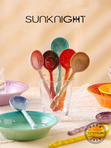 Thìa Gốm Dài Tay Cầm SUNKNIGHT Màu Trang Trí Dưới Lớp Sơn Dùng Để Ăn Và Uống Súp Thìa Gốm Sứ Kiểu Nhật Bản Phong Cách Tươi Mới