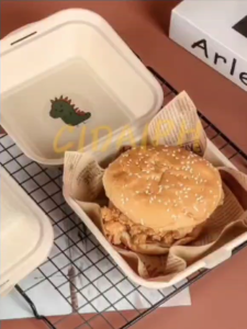10/20/50Pcs Disposable Burger Box | 450ML Biodegradable Bagasse Clamshell | Fast Food & Party Supply