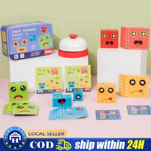 【Local delivery】 Cube Table Games Expression Puzzle Face Change Cube Building Blocks Toys Early Learning Educational Educational Toys