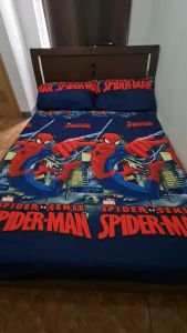 RL 3-in-1 Premium Canadian Cotton Bedsheet for Single Twin Double and Queen Size Beds - Makapal No Lukot No Gusot Fully Garterized includes Pillow Cases - Spiderman Design