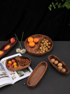 Creative Wooden Salad Bowl South American Walnut Boat Shaped Real Wood Dinner Plate Swan Plate Photography Props Chinese Style