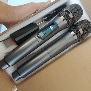 Mic Wireless Doble Cas Ulang Tembus Tembok Jernih Ngebas 50m Mikrofon Profesional Microphone