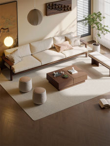 New Chinese Style Solid Wood Fabric Living Room Sofa Coffee Table Set Combination 2025 Zen Style Home Furniture