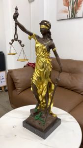 Tượng nữ thần công lý bằng đồng dát vàng cao 73cm đế 19cm nặng 115kg - Tượng trang trí phòng khách