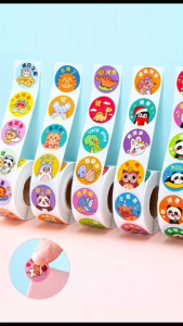 Bayar Di Tempat - 500 Pcs Stiker Selamat Menikmati / Stiker Roll Lucu / Sticker Bulat Roll Makanan Kue Terima Kasih / Sticker Makanan 500 PCS / Tempelan Bulat Unik