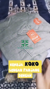 Baju Moza Kemko Tangan Panjang Abu abu  Kemeja Koko by Moza Bahan Oxford High Premium Quality