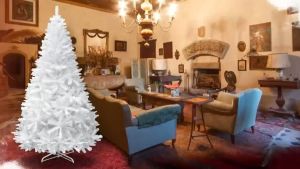 🎉2024 Newest🎉SEVEN White Christmas Tree for home or Commercial Free Christmas hat Wider branches no odor no powder loss DIY Luxuriant Appearance decoration 150CM Artificial White Flocking Christmas Tree Xmas Treemakapal set christmas decors