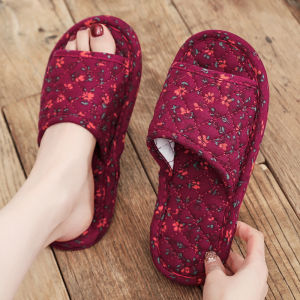 Cotton Linen Fabric Indoor Home Slippers Soft Bottom Machine Washable Wooden Floor Silent Couples Home Slippers Comfortable