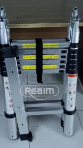 Reaim Tangga Lipat Aluminium Tangga Teleskopik 3.4M/4.2M/5.0M Multifungsi Tangga Lipat