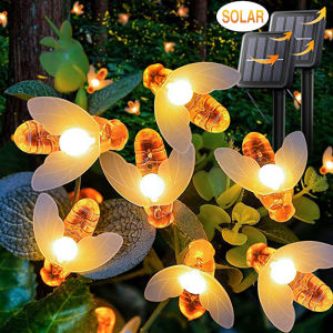 Solar Bee String Lights Led Waterproof Bee String Lights Solar Lights Outdoor Orginal Garden Light Waterproof Christmas Lights Solar Decoration Light Honeybee Fairy Decorative Lights for Patio Garden Yard Fence Wedding Christmas Party