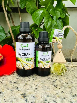 Combo chai 50ml hoặc 100ml tinh dầu sả chanh SPA + treo xe ( có sẵn tinh dầu sả chanh ) xông phòng treo xe oto