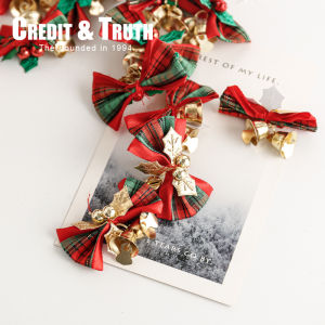 Christmas Decorative Bell Ornaments with Small Bow DIY Baking Gifts Packaging Box Small Bell Accessories for Festive Use