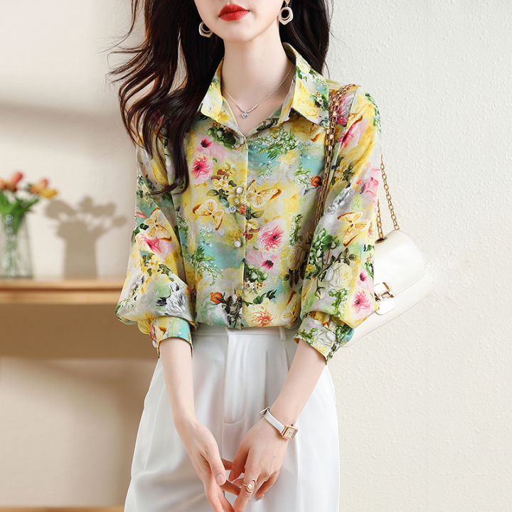 2023 Spring Summer New Women Loose Floral Pattern Printing Thin