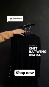Baju Atasan Batwing Wanita Lengan Kelelawar Kancing Polos Bahan Knit Rib