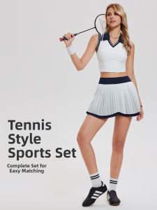 COSLEAF | Summer Sport Outfit Set For Fitness Running Anti See-Through Tennis Skirt