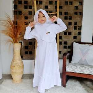 Mawar Fashion Cirebon - Gamis Putih Anak Al Fath / Gamis Putih Bordir Gratis Kerudung\nGamis Anak Naura Dan Setelan Koko Anak Ridho Couple Series