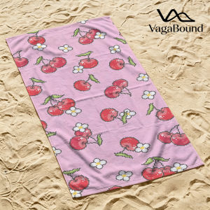 BILIBILI | Pixel Cherries Luxury Beach Towels Crafted from Combed Cotton Plush and Absorbent Beach Towel or Pool Towels
