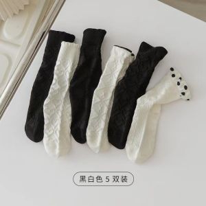Bé Gái Pure Cotton Vải Bông Cao Đến Bắp Chân Tất Mùa Xuân Mùa Thu Giày Trẻ Em Phong Cách Xu Hướng Công Chúa Đại Học Thích Hợp Cho Trẻ Em 0-16 Tuổi