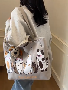 Women Cute Fashion Bag Tote Canvas Shoulder Bag Large Capacity Sling Beg Wanita Kanvas Besar Beg Tote