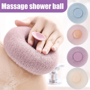 Shower Bath Ball Foam Bubbles Body Scrubber Bath Sponge Mesh Brush Bathroom Accessories with Suction Cup