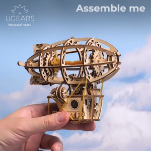 UGEARS Steampunk Airship - Ugears Wooden 3D Puzzles for Adults - Wood Mechanical Model with Moving Parts for Adults to Build - Building Kits Brain Teaser Puzzles - Retro Airship Wooden DIY Models for Adults Kids Birthday Present Toys Christmas Xmas Gift