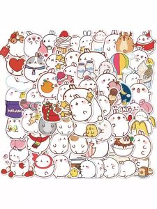 Cute Cartoon Rabbit Stickers 36 Pcs round Roll Sticker for Mobile Tablet Notebook DIY Waterproof Decal Decoration