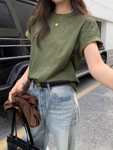 Vintage American Military Green Loose Short Sleeve T-Shirt
