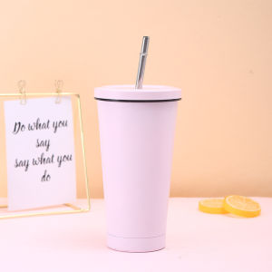 JIFANPAUL | Insulated Stainless Steel Straw Cup with Double Wall and Dual Drinking