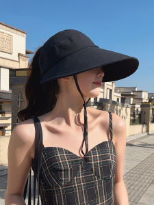 Womens Summer New Bicycle Riding Sun Hat UV Protection Windproof Hard Brim Empty Top Anti-flip Hat Casual Style Big Brim Hat
