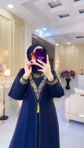 COD Gamis Abaya Arab Tukey Mikayla Jambul / Abaya Arab Mewah Jersey Bordir Mote Swarosky Terbaru