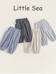 Mùa Hè Nghệ Thuật Đơn Giản Thời Trang Trẻ Em Quần Em Bé Chống Muỗi Quần Tây Mỏng Dọc Sọc Bé Gái Bông Tay Quần Dài