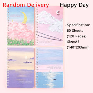 A5 Oil Painting Coil Notebook Spiral Landscape Aesthetic Classroom Student School Office Supplies