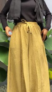Celana Kulot Wanita Crinkle Airflow Premium Jumbo Highwaist Loose Pants Muat BB 40-85KG