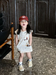 Summer Short Sleeve T-Shirt Dress for Girls Cute Dachshund Print Childrens Clothing Korean Style Baby Girls Dress