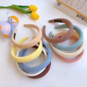 Bando Kain Busa Tebal Wanita Korea Headband Cloud Polos Bando Nagita Lebar Empuk Bandana Lembut Warna Pastel