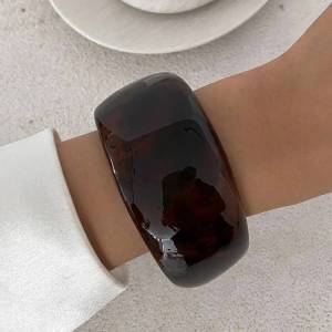 Ingemark Boho Punk Chunky Thick Irregular Resin Bangles for Women New Trend Geometric Metal Bracelets Grunge Jewelry Steampunk