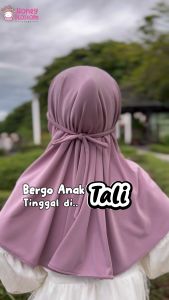 HoneyBlossom - Jilbab Anak Bayi Bergo Zahra - Bahan Jersey Korea - Usia 1-5 Tahun - Aksen Tali Ikat - Pilihan Warna (READY STOCK)
