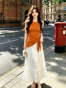 La Chapelle | Summer Lightweight Elegant White Lace and Sleeveless Top Two-Piece Set