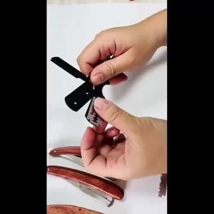 Dao Cạo Râu Thẳng Bằng Thép Không Gỉ Cán Gỗ Lê Gấp Gọn Chuyên Nghiệp Dành Cho Nam Giới