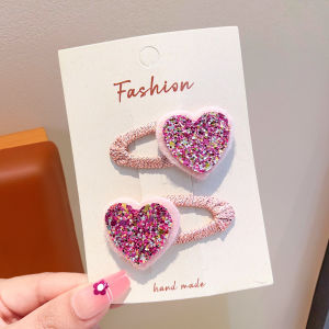 Heart-shaped Glitter Childrens Hair Clips