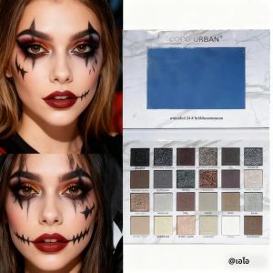 พาเลทอายแชโดว์เนื้อแมท 24 สี สไตล์ดาร์กพังก์ สำหรับฮาโลวีน คอสเพลย์ พาเลทอายแชโดว์เรืองแสงสำหรับผู้หญิง ชุดแต่งหน้า