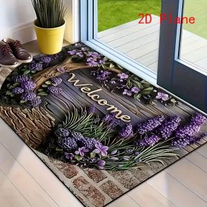 Exquisite Blue Flower Heart HOME Entrance Carpet Anti-slip Suitable Office Bedroom Kitchen Terrace Garden Modern Home Decoration
