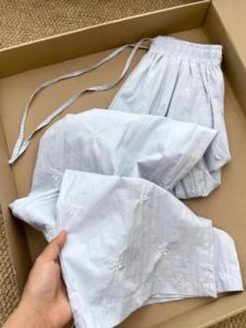 Quần Ống Rộng Thêu Hoa Màu Hồng Cho Nữ Mùa Hè Mỏng 2024 Quần Dài Thường Ngày Đa Năng Rộng Rãi Thoải Mái