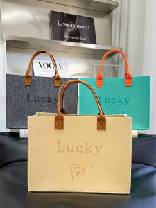 Casual Large Size Felt Bag Fashionable Printed Logo Versatile Handbag Simple Lettering Trendy Casual Style Soft Handle Bag