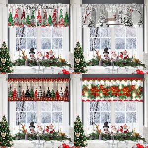 คริสต์มาสผ้าม่านสั้นValancesตกแต่งคริสต์มาสสําหรับHome 2025 เครื่องประดับคริสต์มาสWindows Treatmentsสําหรับห้องครัวห้องน้ํา